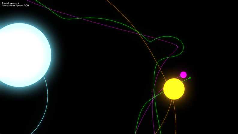 Gravity simulation with orbiting bodies